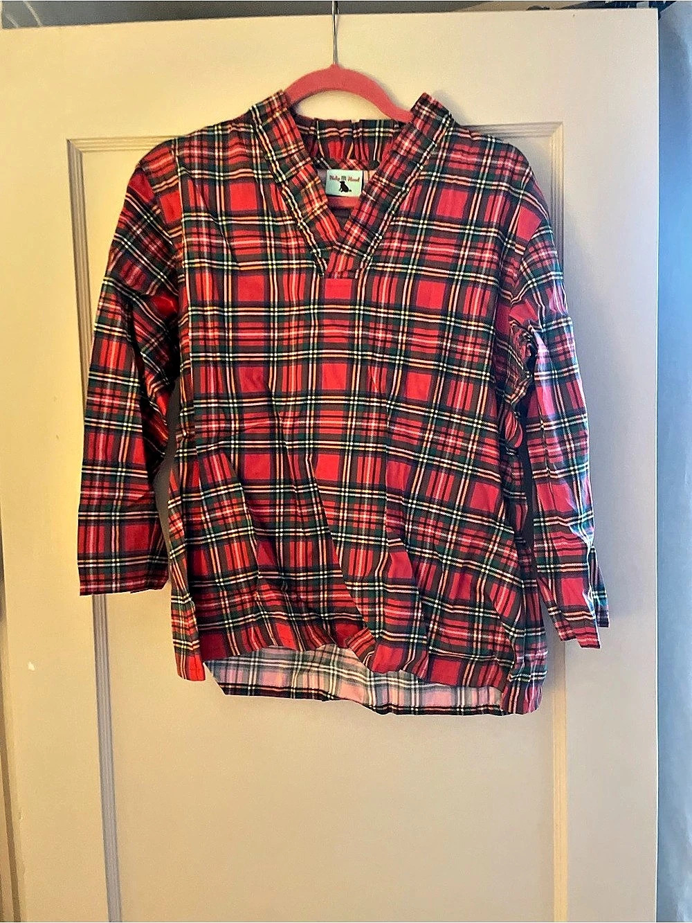 Haley and the Hound Plaid Utility Top in Red & Black Tartan Plaid Like New